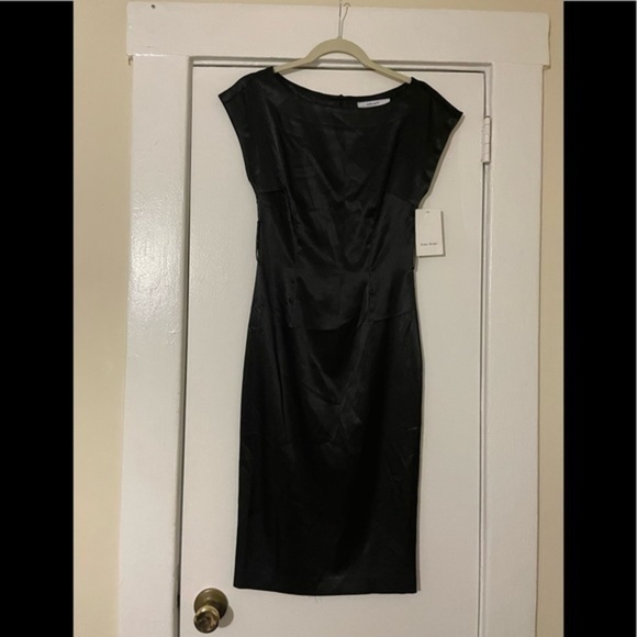 Zara Basic black Satin MIDI Dress Size XS - Picture 5 of 15